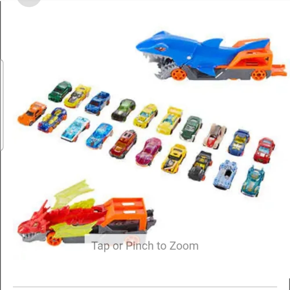 Hot Wheels City Battling Creature Transports with 20 Die-Cast Cars